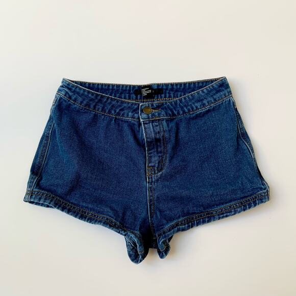 Forever 21 Blue Dark Denim Mid Rise Mini Shorts Women's Size Small - Picture 3 of 10